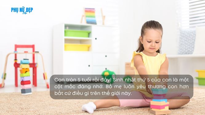 Lời chúc mừng sinh nhật con gái 5 tuổi dễ thương, đáng yêu