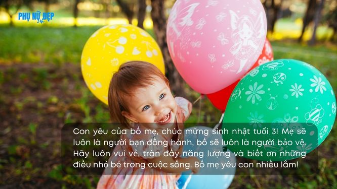 Lời chúc mừng sinh nhật con gái 3 tuổi khỏe mạnh, mau lớn