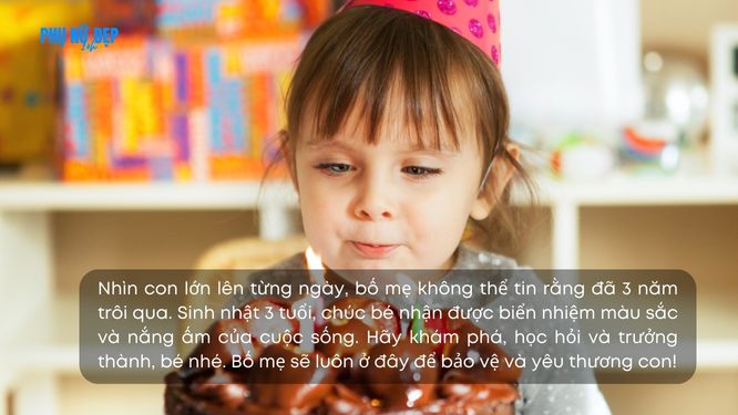 Stt chúc mừng sinh nhật con gái 3 tuổi nhiều may mắn, bình an