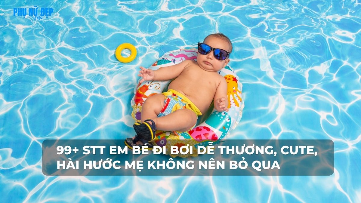 Stt em bé mặc đồ bơi dễ thương
