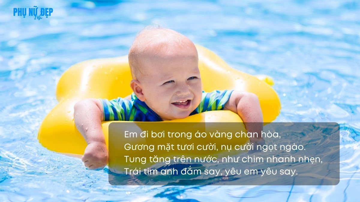 Thơ em đi bơi dễ thương, cute
