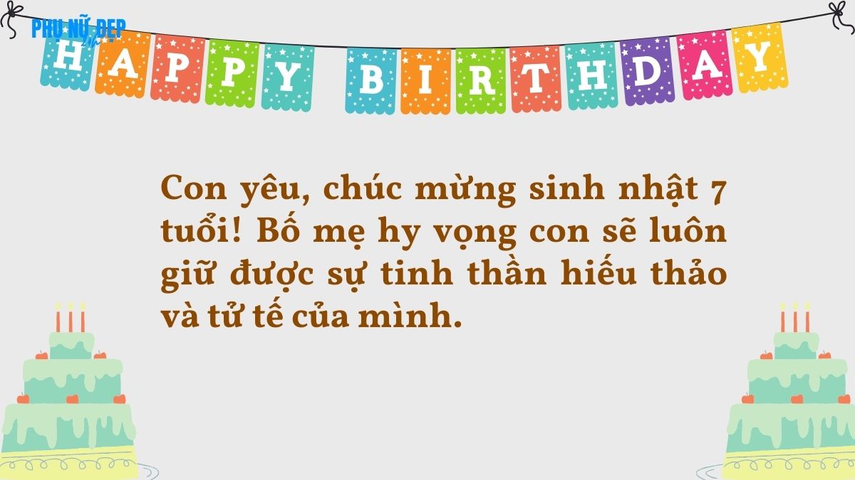 Stt chúc mừng sinh nhật con gái 7 tuổi hiếu thảo với bố mẹ