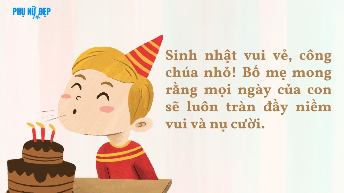 Stt chúc mừng sinh nhật con gái 9 tuổi hiếu thảo với bố mẹ