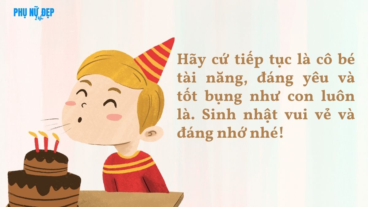 Stt chúc mừng sinh nhật con gái 9 tuổi nhiều may mắn, bình an